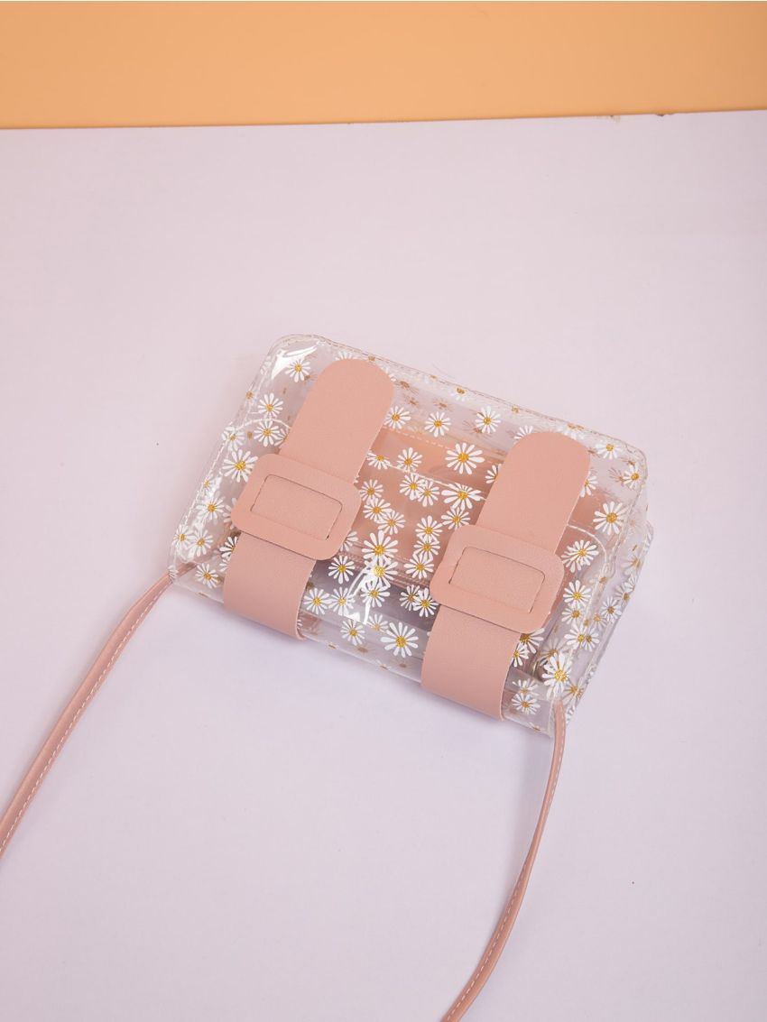 Mini Clear Daisy Floral Pattern Crossbody Bag
