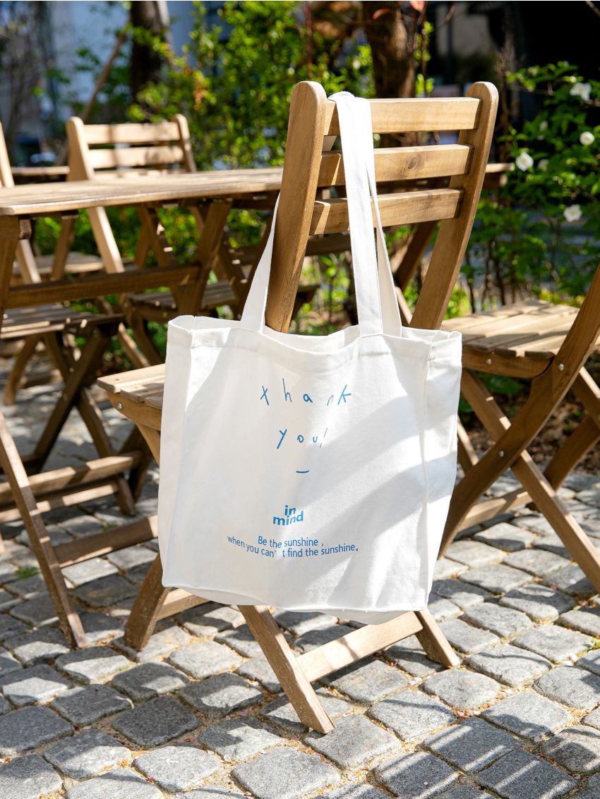 Letter Graphic Canvas Shopper Bag