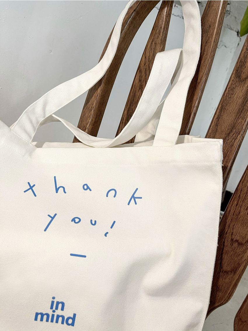 Letter Graphic Canvas Shopper Bag