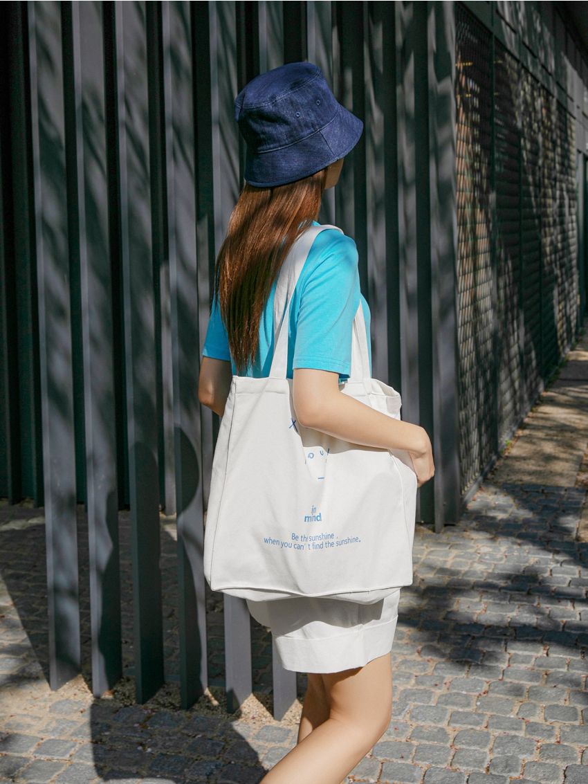 Letter Graphic Canvas Shopper Bag