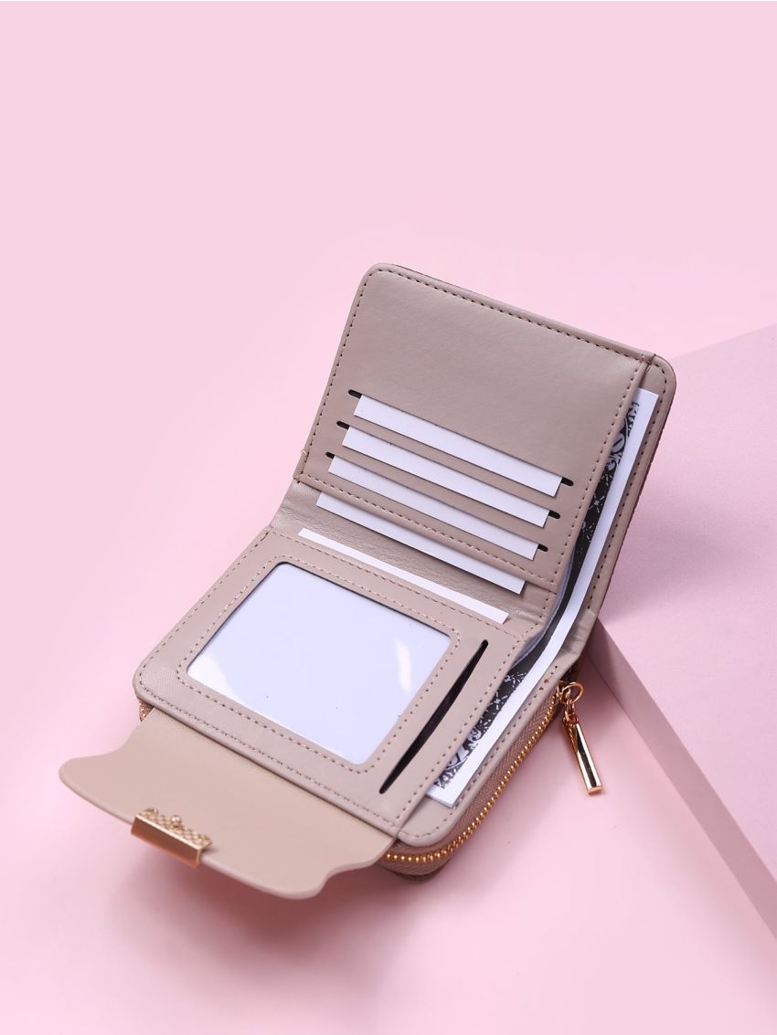 Textured Snap Button Fold Over Purse