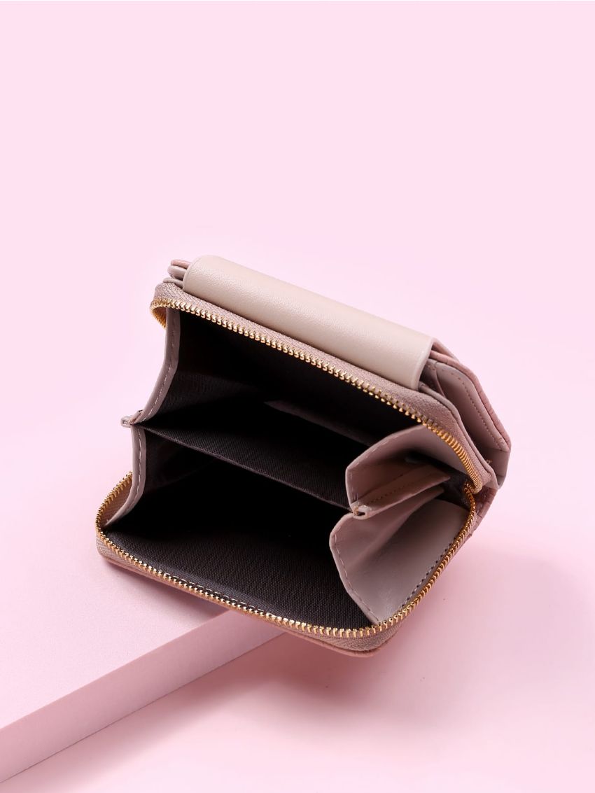 Textured Snap Button Fold Over Purse