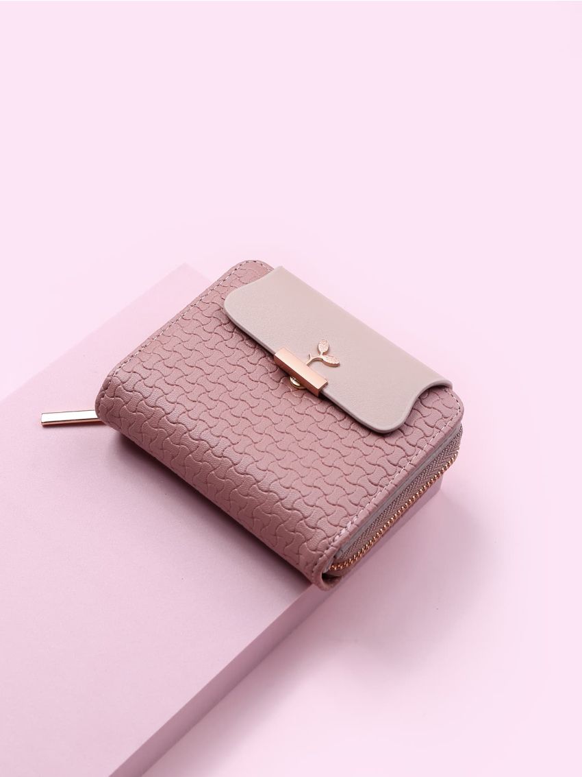 Textured Snap Button Fold Over Purse