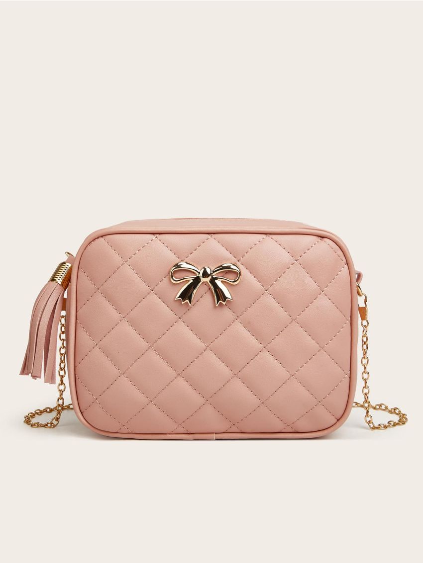Mini Tassel Decor Quilted Chain Crossbody Bag
