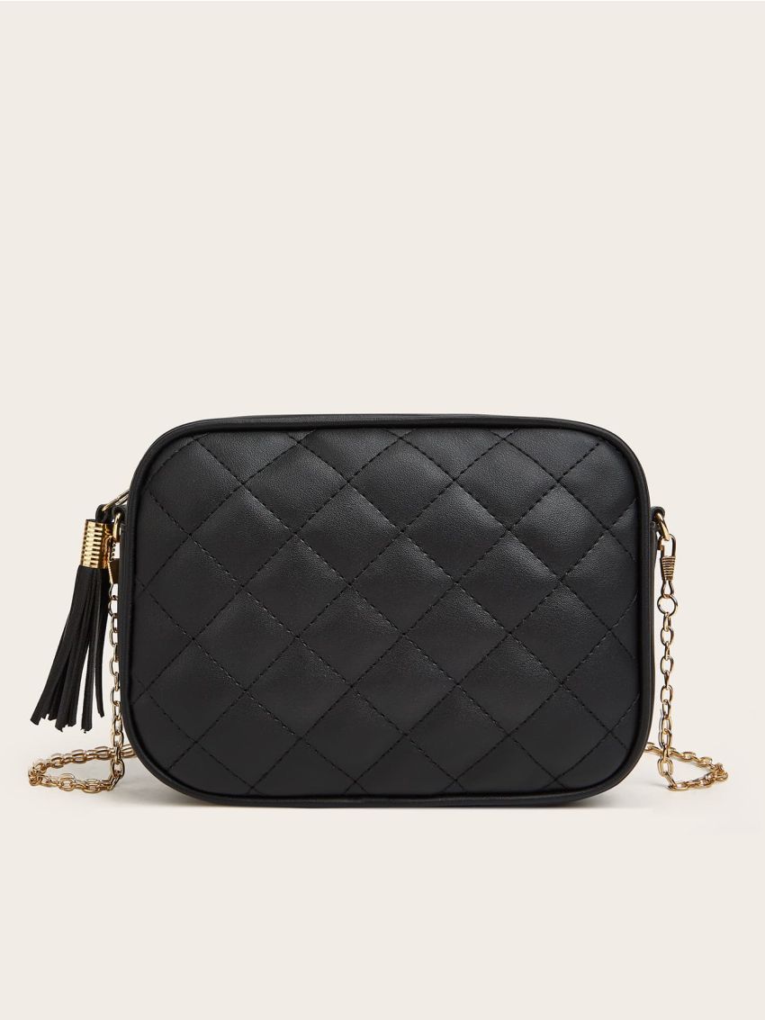 Mini Tassel Decor Quilted Chain Crossbody Bag