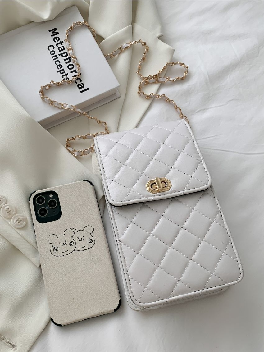 Mini Turn-lock Quilted Chain Crossbody Bag
