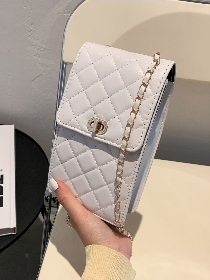 Mini Turn-lock Quilted Chain Crossbody Bag