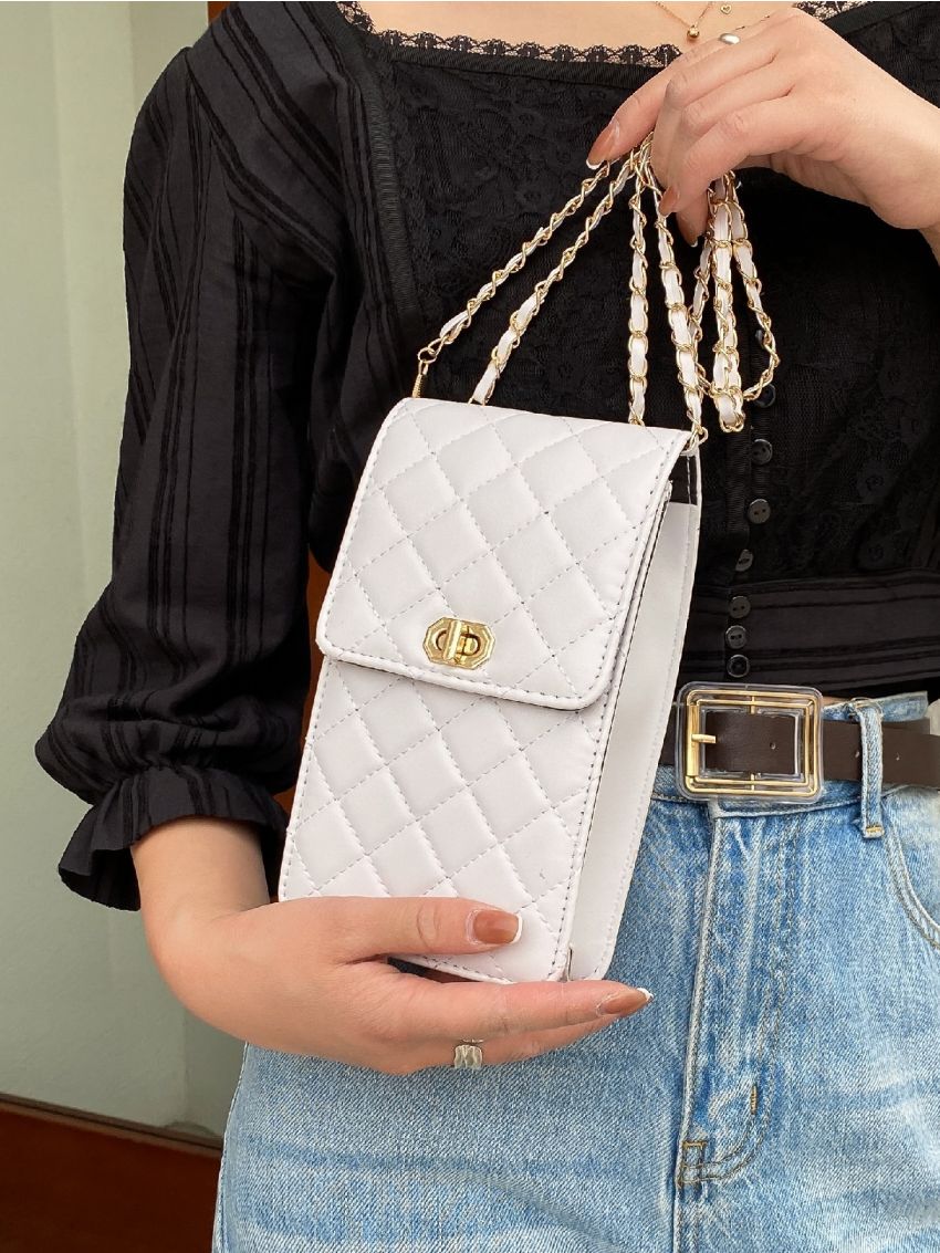 Mini Turn-lock Quilted Chain Crossbody Bag