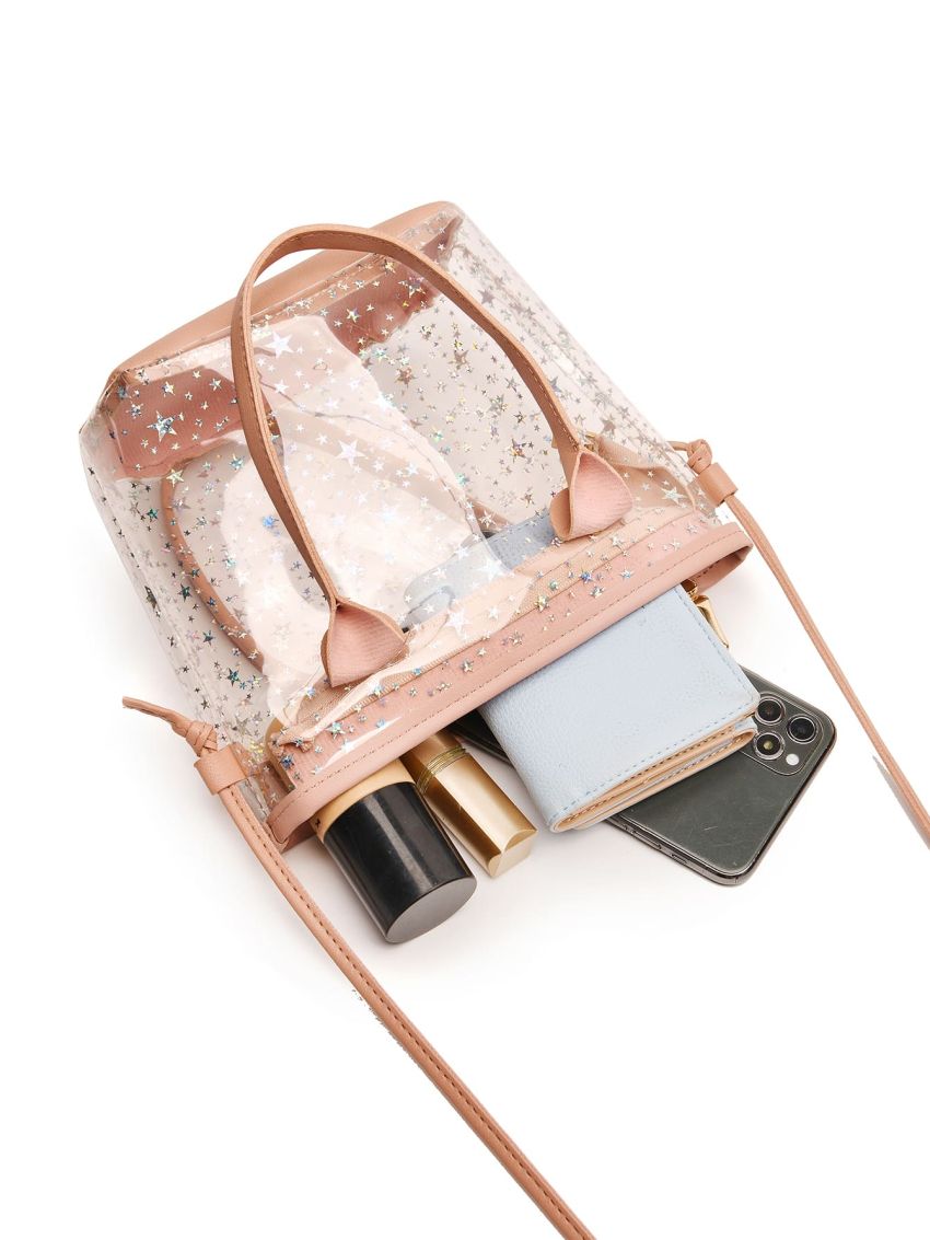Clear Star Graphic Satchel Bag