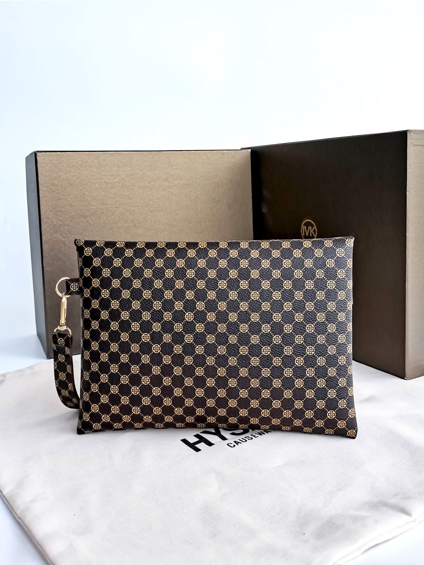 Twist Lock Graphic Print Clutch Bag