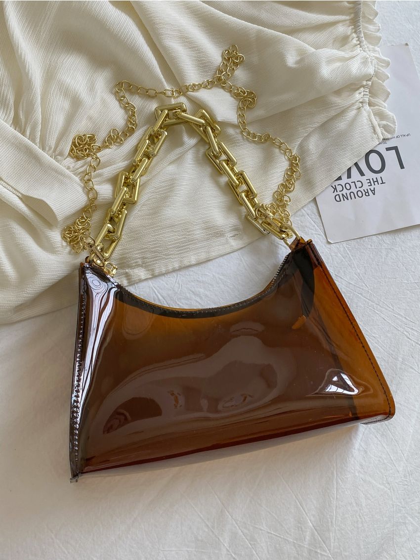 Clear Minimalist Chain Satchel Bag