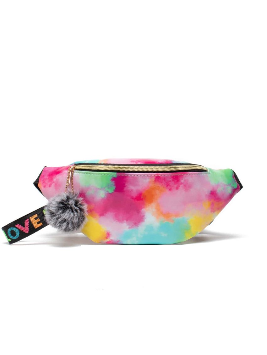 Pom Pom Charm Tie Dye Fanny Pack