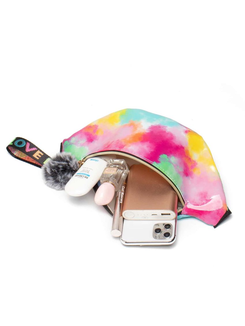 Pom Pom Charm Tie Dye Fanny Pack