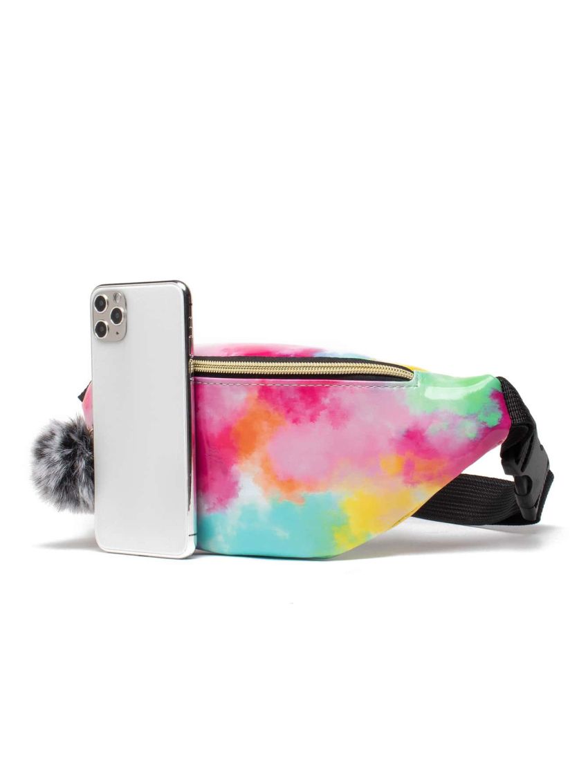 Pom Pom Charm Tie Dye Fanny Pack