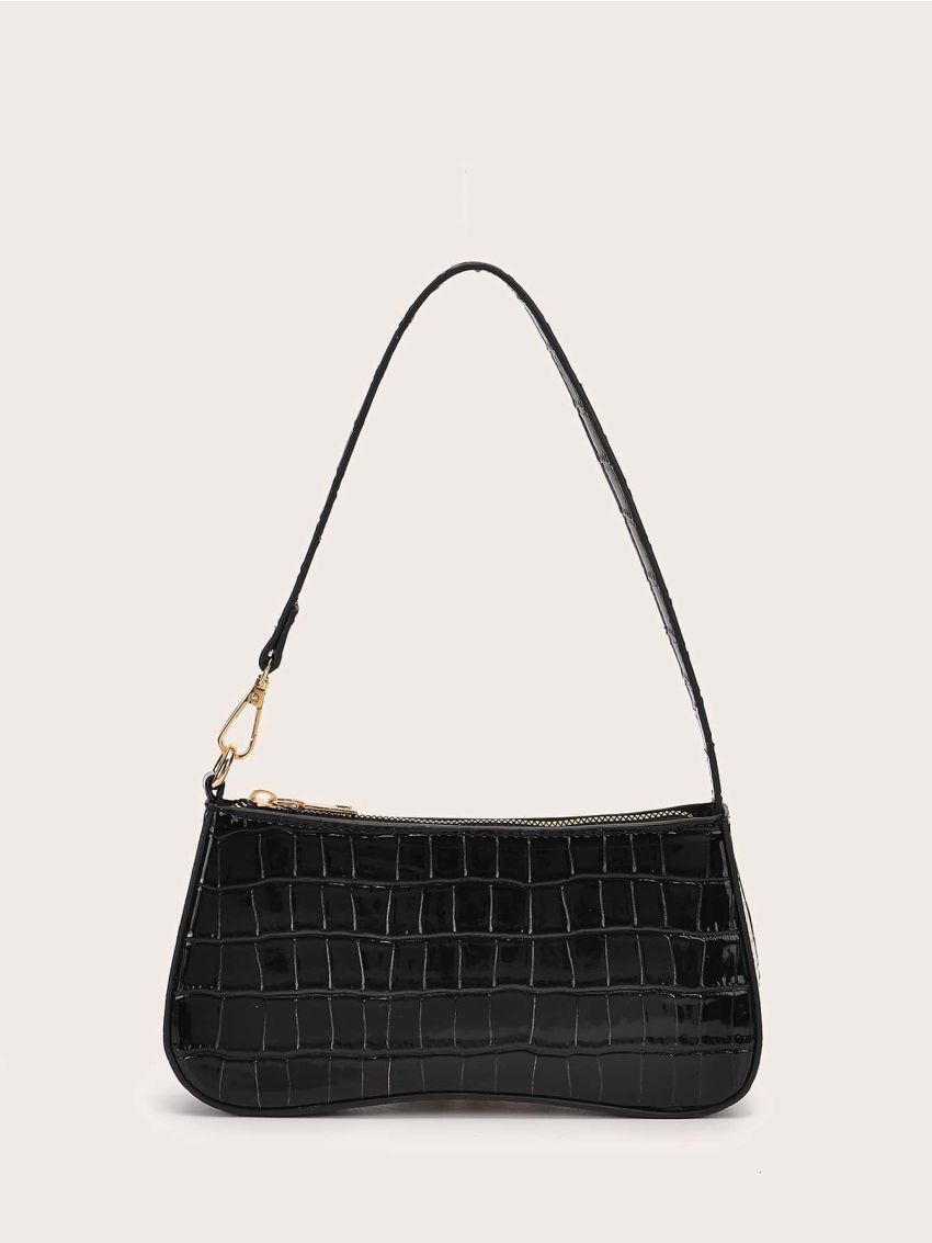 Croc Embossed Baguette Bag