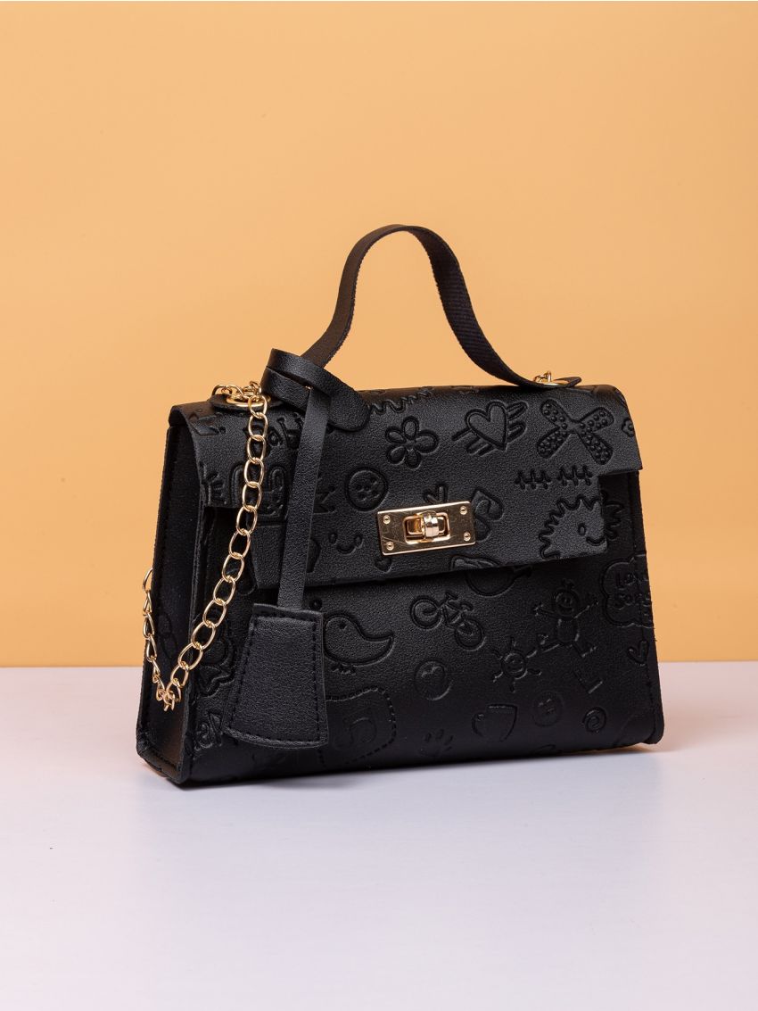Mini Cartoon Embossed Twist Lock Chain Bag