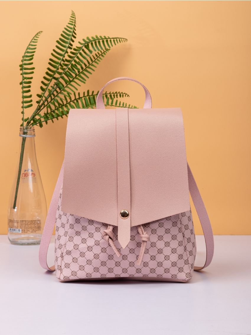 Geometric Graphic Flap Backpack