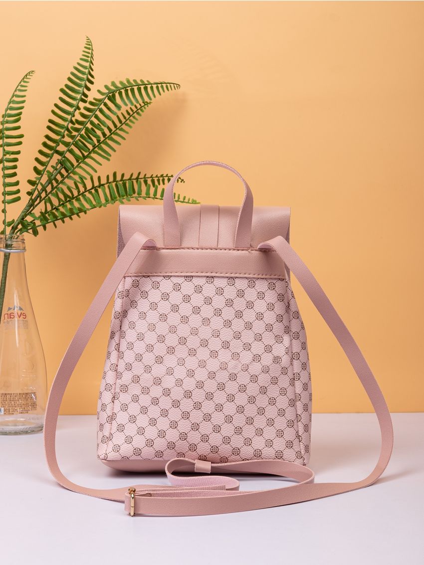 Geometric Graphic Flap Backpack