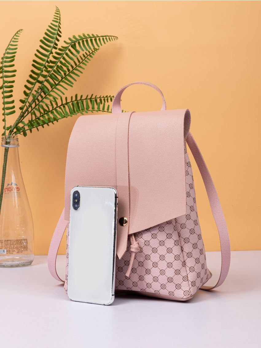 Geometric Graphic Flap Backpack