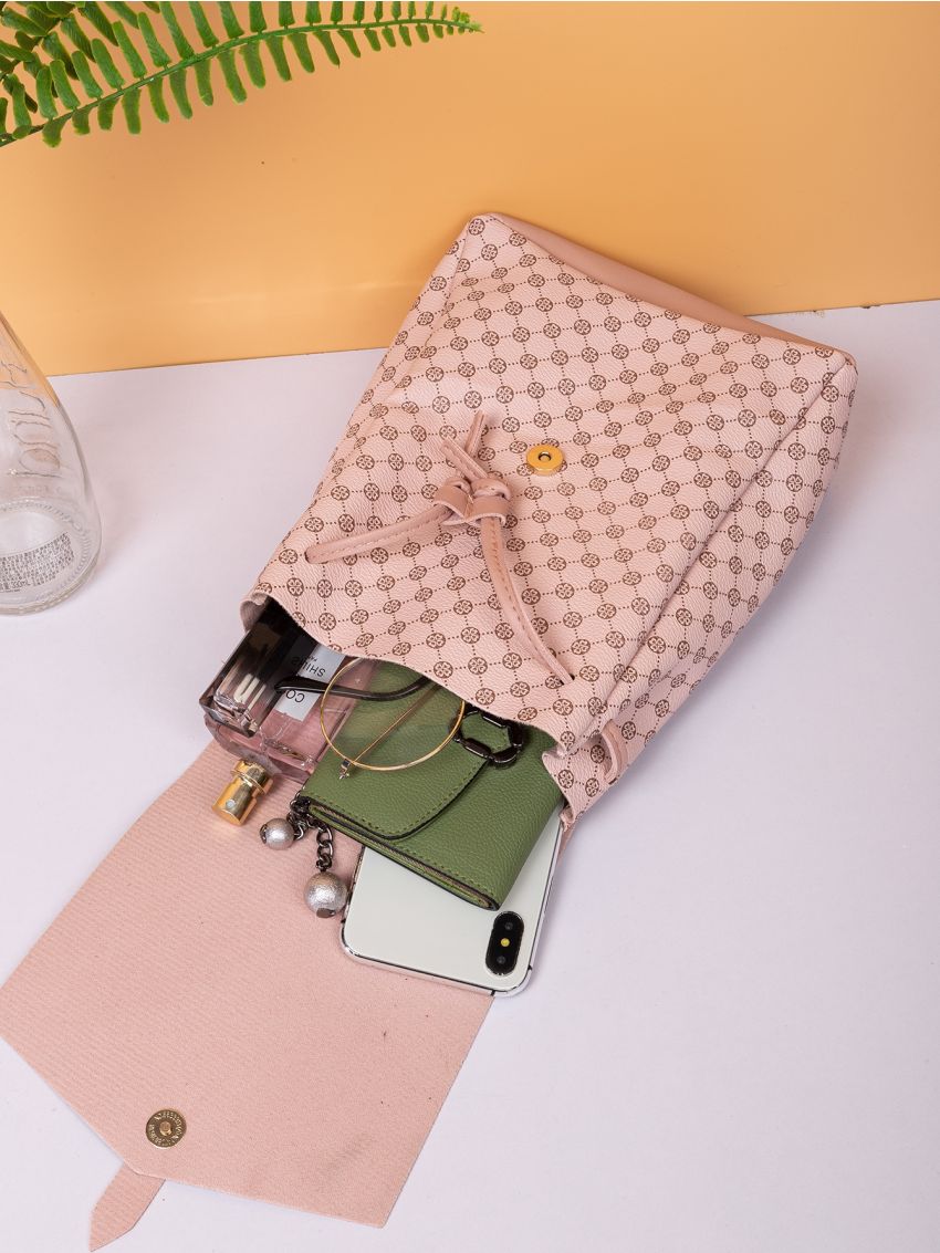 Geometric Graphic Flap Backpack