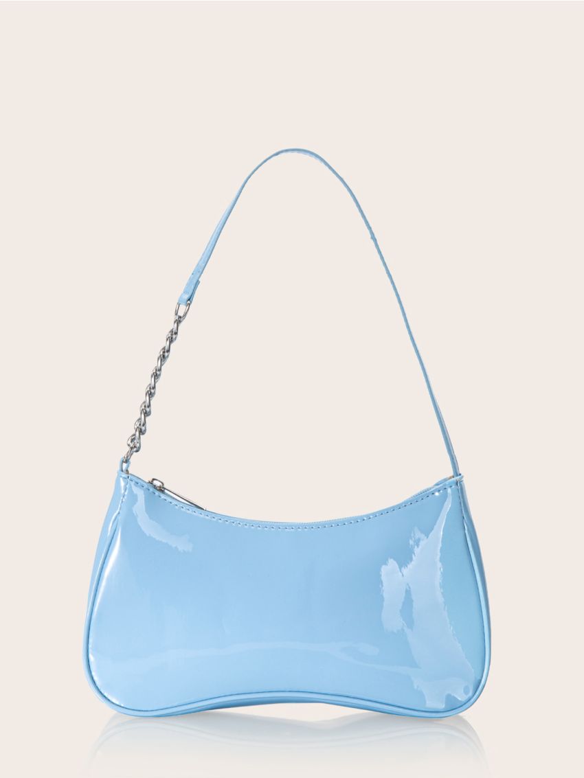 Minimalist Patent Chain Saddle Bag