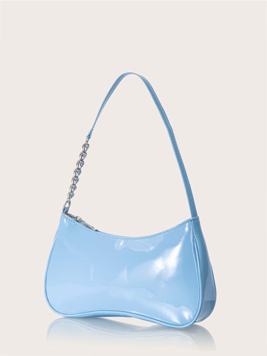 Minimalist Patent Chain Saddle Bag