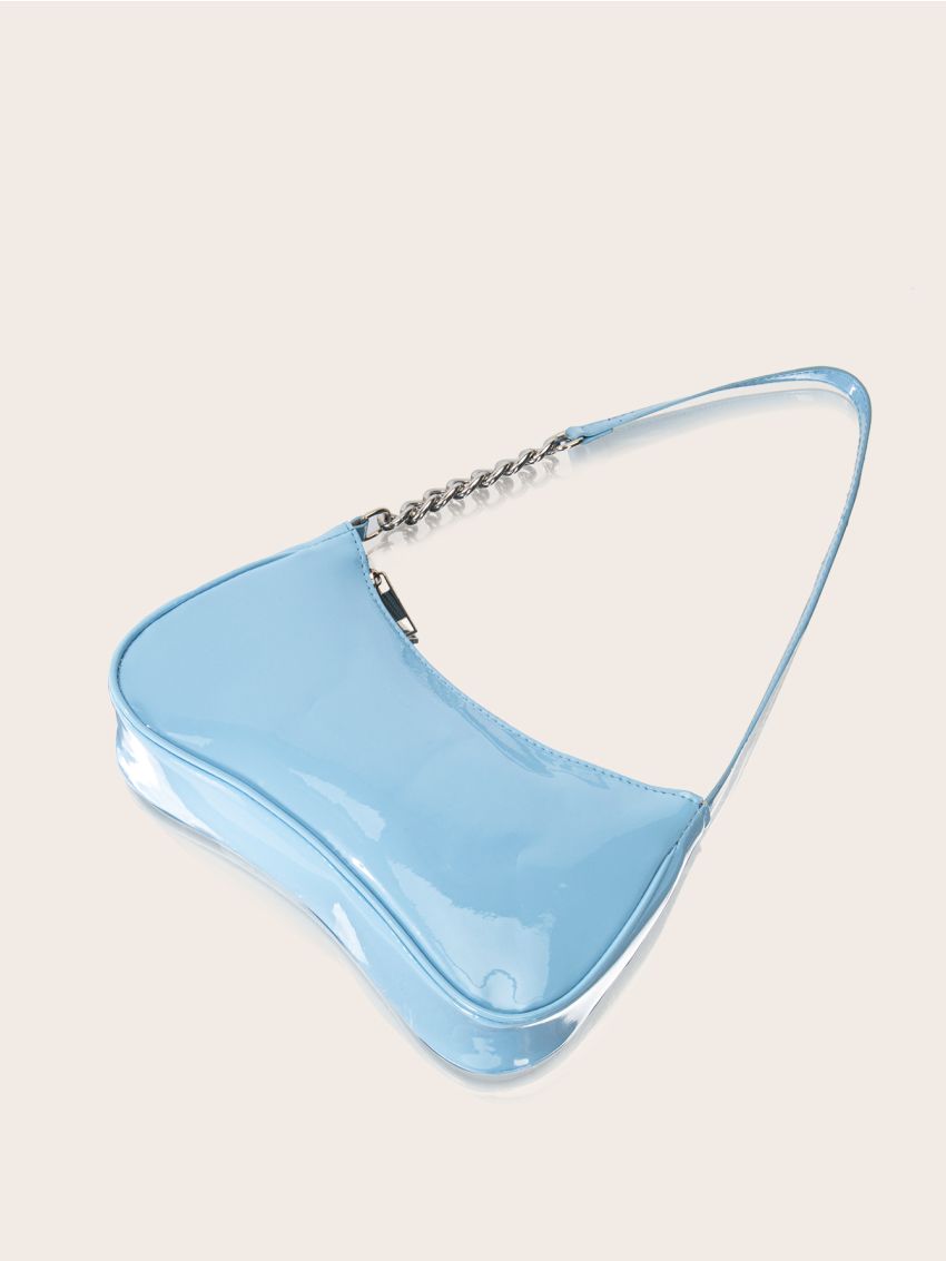 Minimalist Patent Chain Saddle Bag