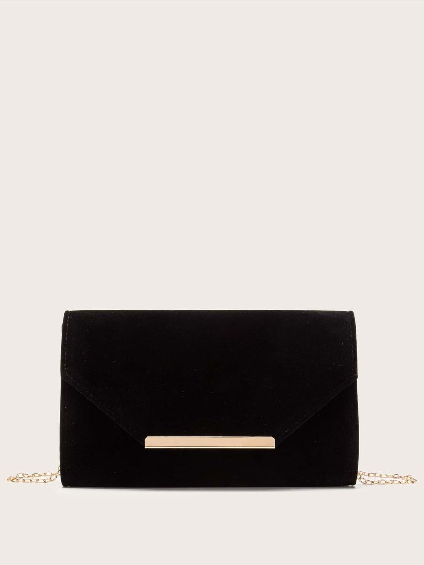 Metal Decor Flap Velvet Evening Bag