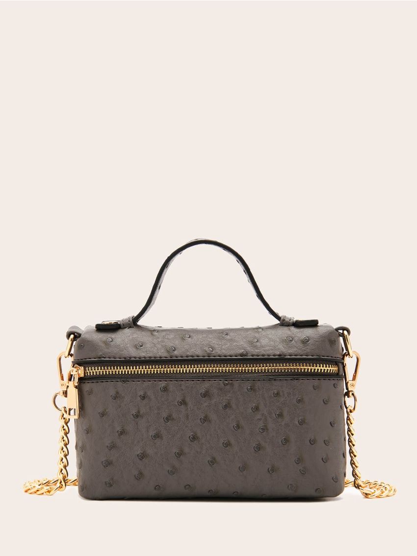 Mini Twilly Scarf Decor Ostrich Pattern Satchel Bag