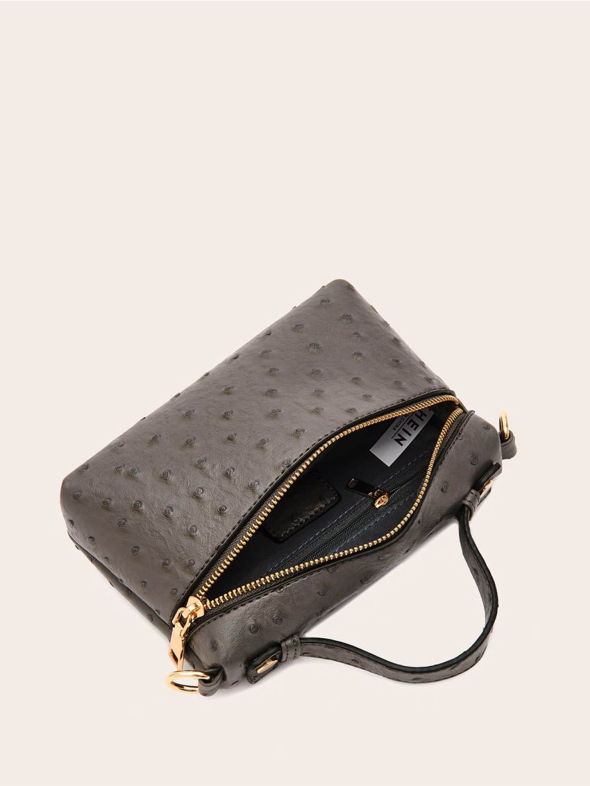 Mini Twilly Scarf Decor Ostrich Pattern Satchel Bag