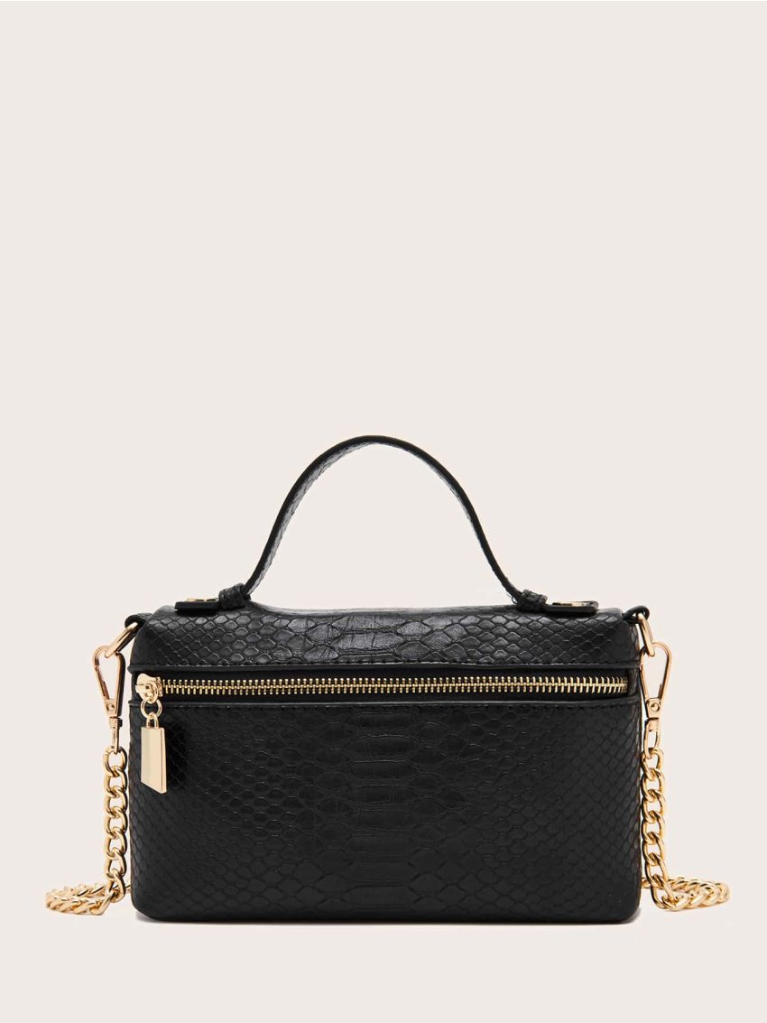 Snakeskin Embossed Bucket Bag