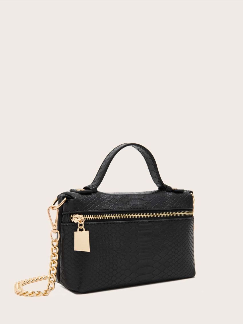 Snakeskin Embossed Bucket Bag