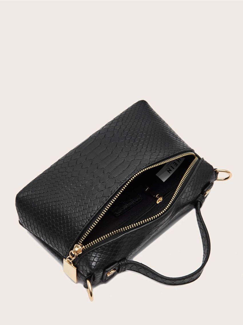 Snakeskin Embossed Bucket Bag