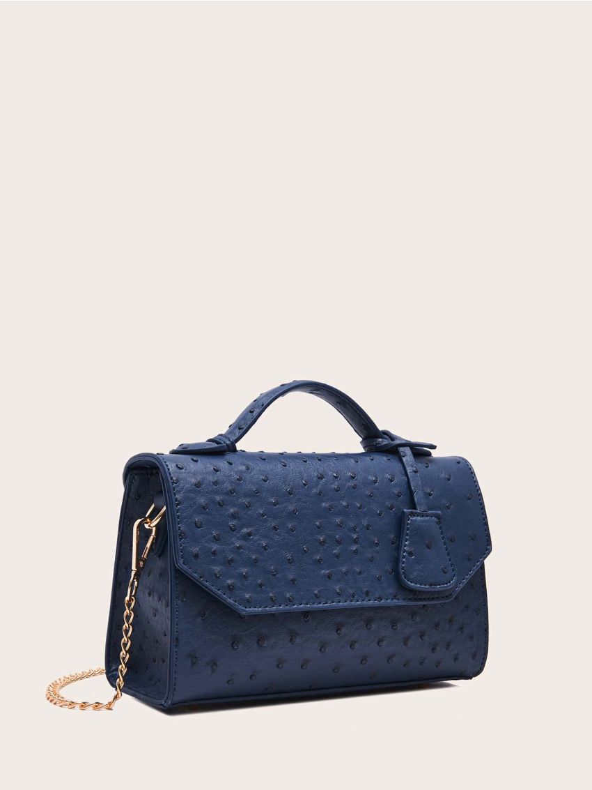 Ostrich Pattern Flap Satchel Bag