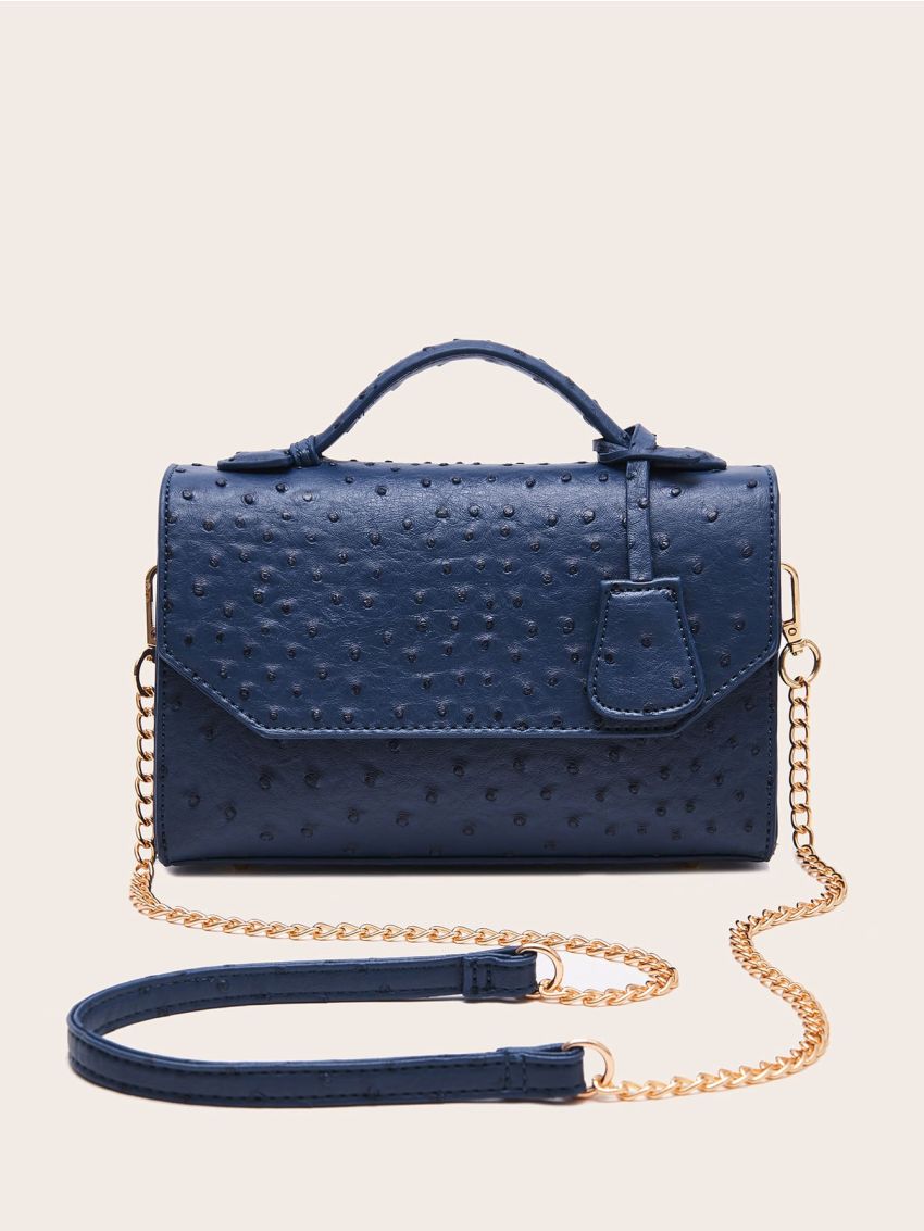 Ostrich Pattern Flap Satchel Bag