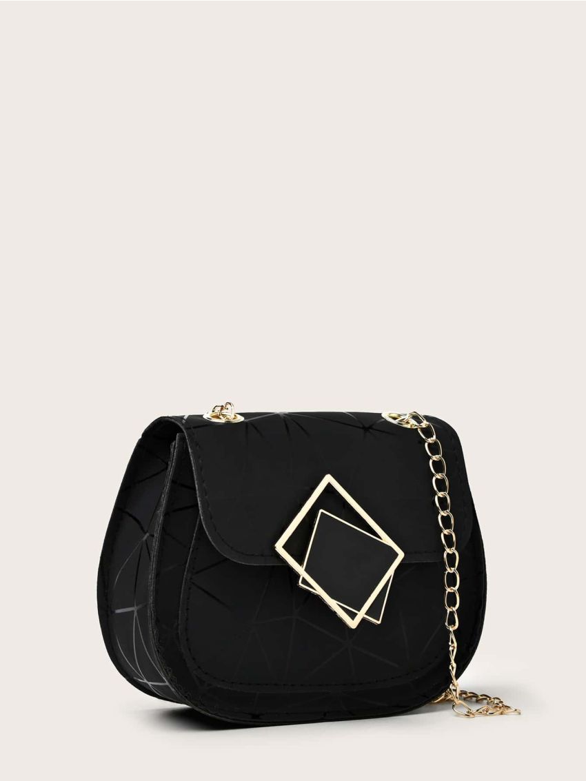 Mini Geometric Graphic Saddle Bag