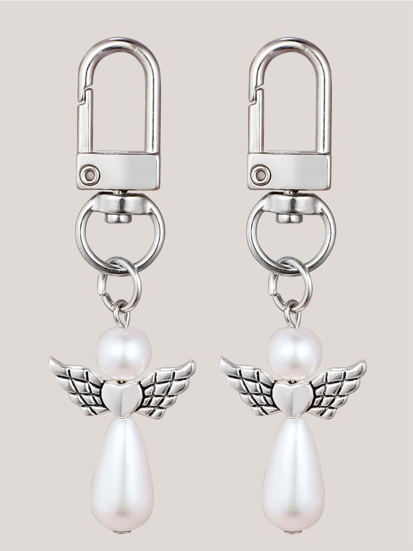2pcs Faux Pearl Decor Wings Decor Bag Charm