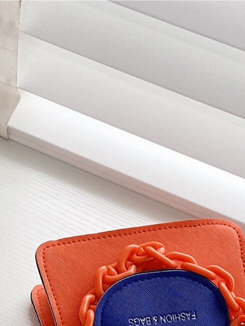 Mini Letter Embossed Two Tone Satchel Bag