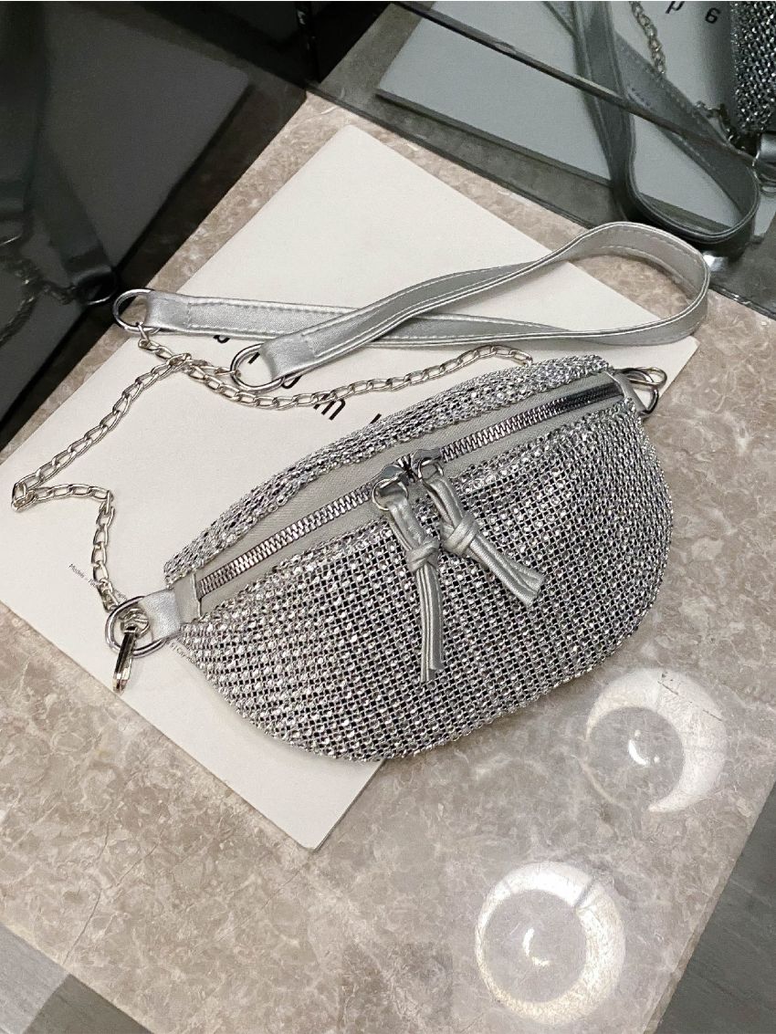 Mini Rhinestone Decor Chain Fanny Pack