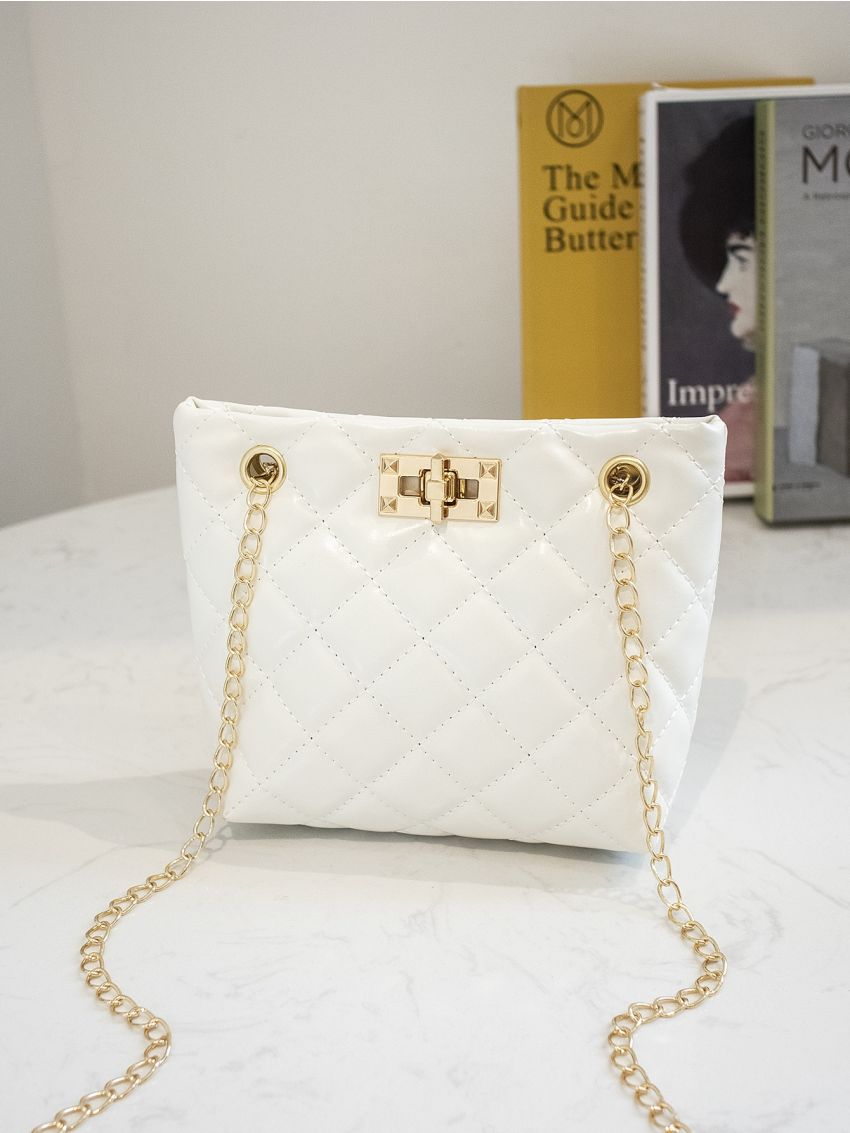 Mini Toggle Lock Quilted Chain Shoulder Bag