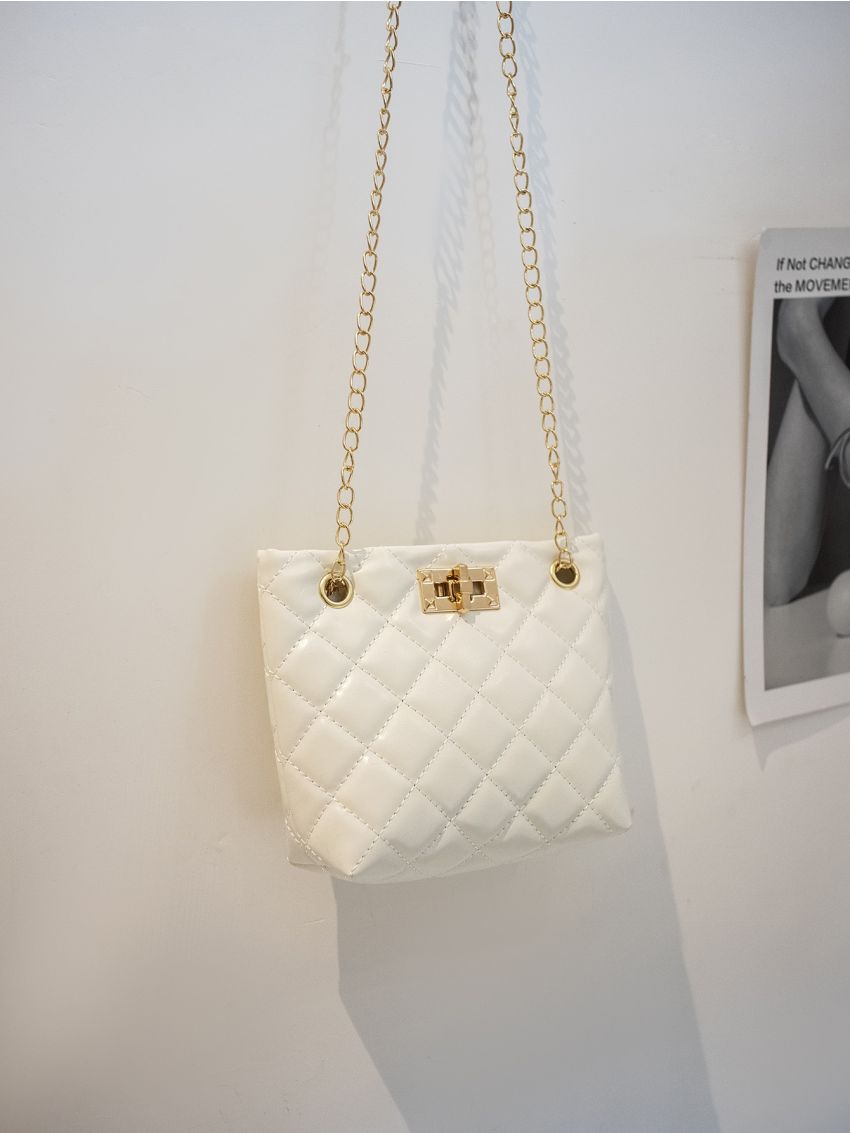 Mini Toggle Lock Quilted Chain Shoulder Bag