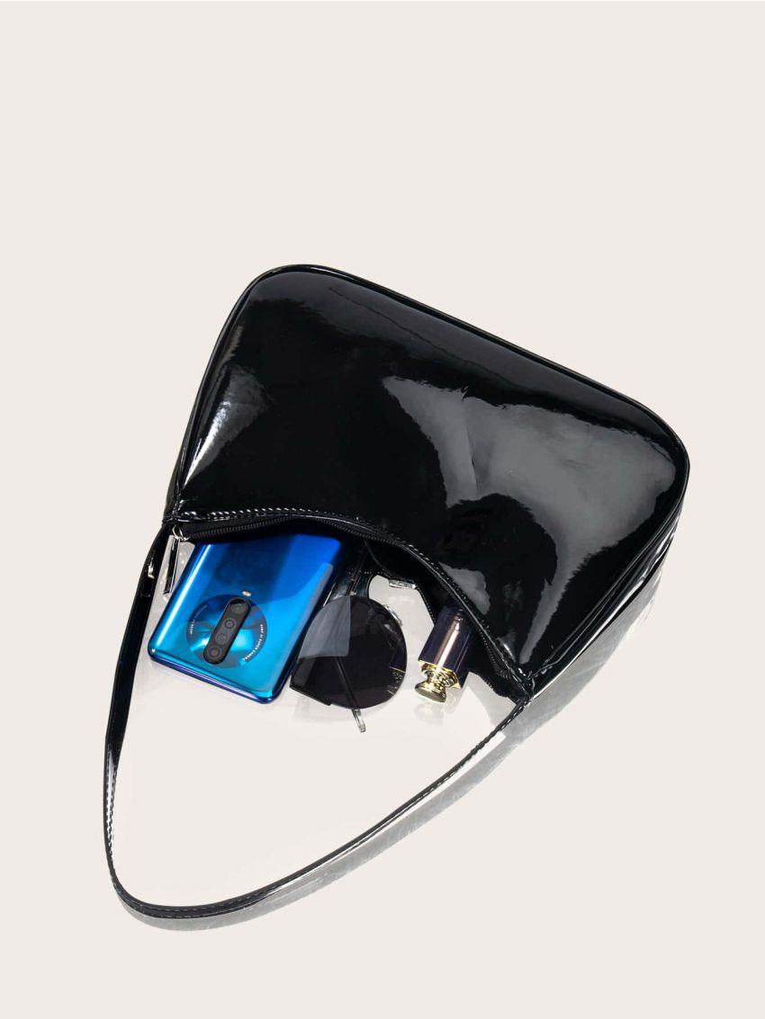 Solid Patent Shoulder Bag