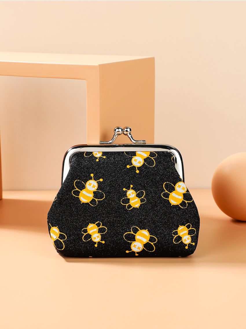 Glitter Bee Graphic Coin Case