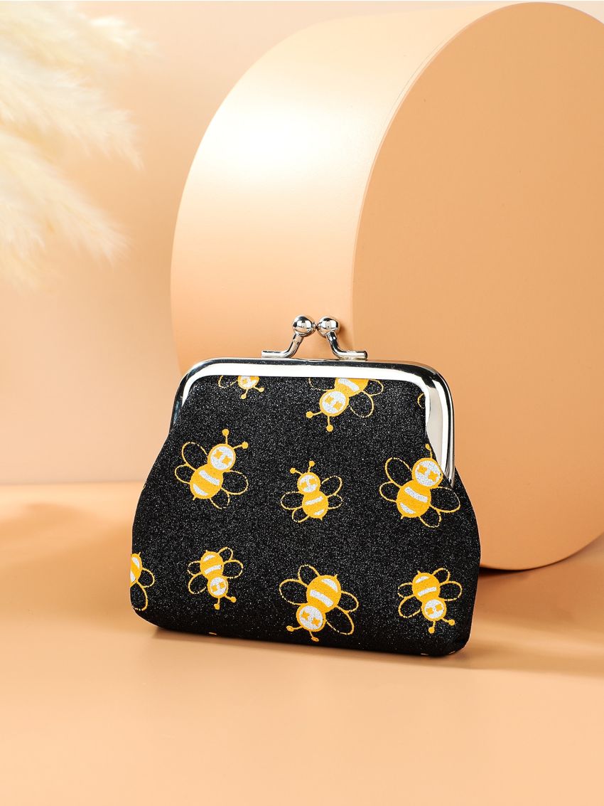 Glitter Bee Graphic Coin Case