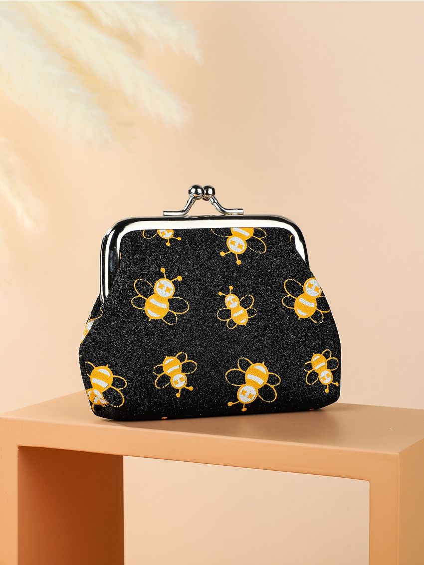 Glitter Bee Graphic Coin Case