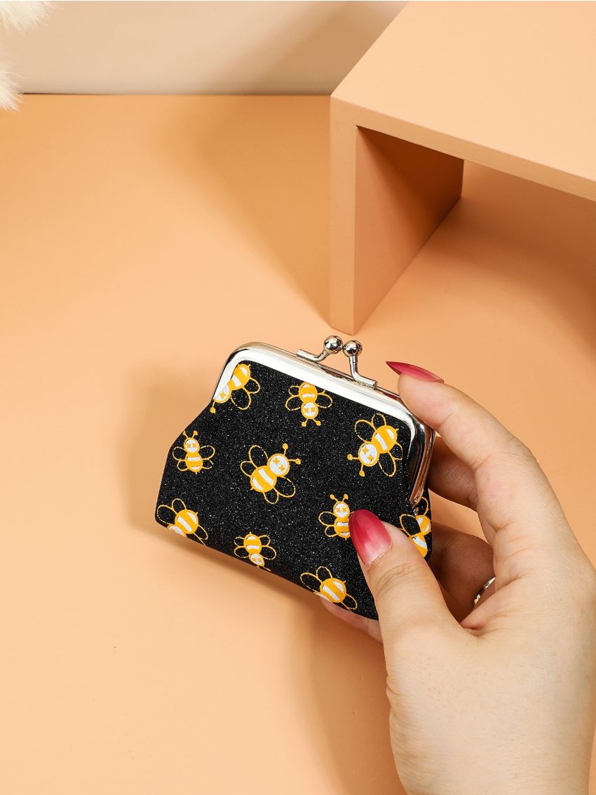Glitter Bee Graphic Coin Case
