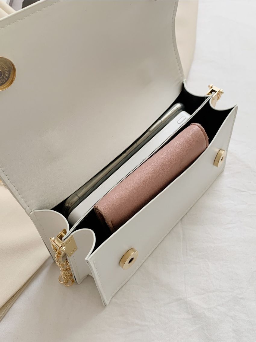 Mini Metal Handle Flap Satchel Bag