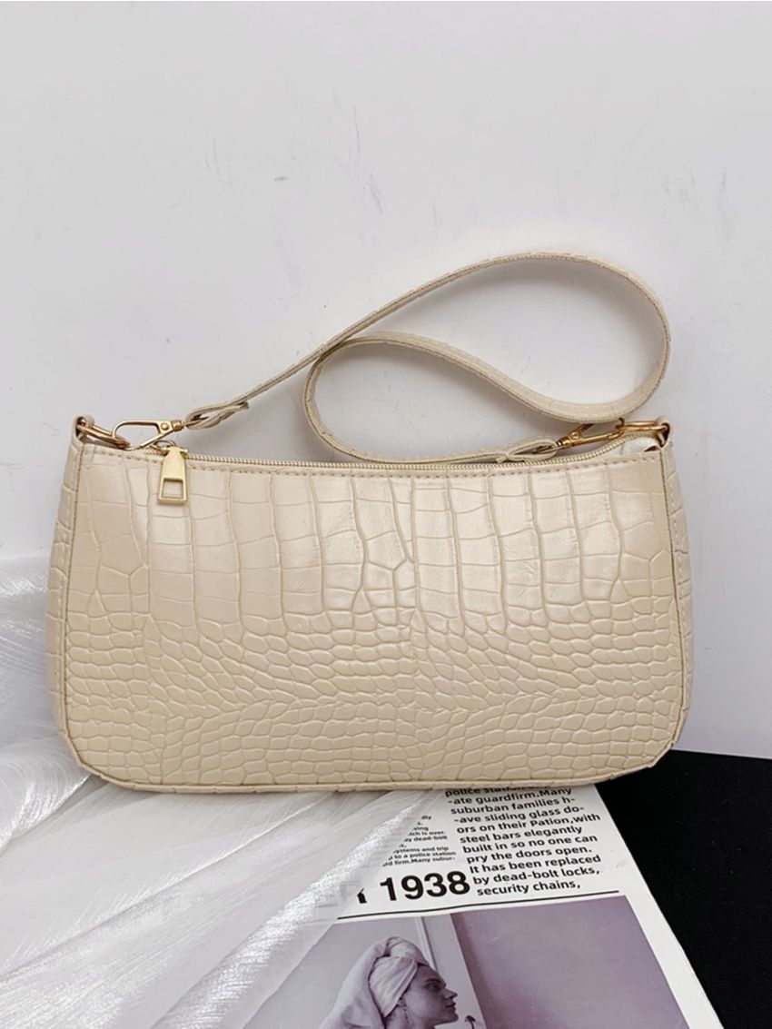 Croc Embossed Shoulder Bag