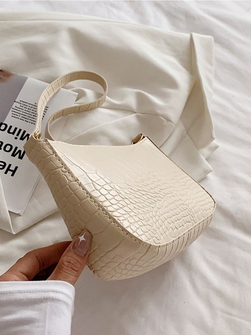 Croc Embossed Shoulder Bag