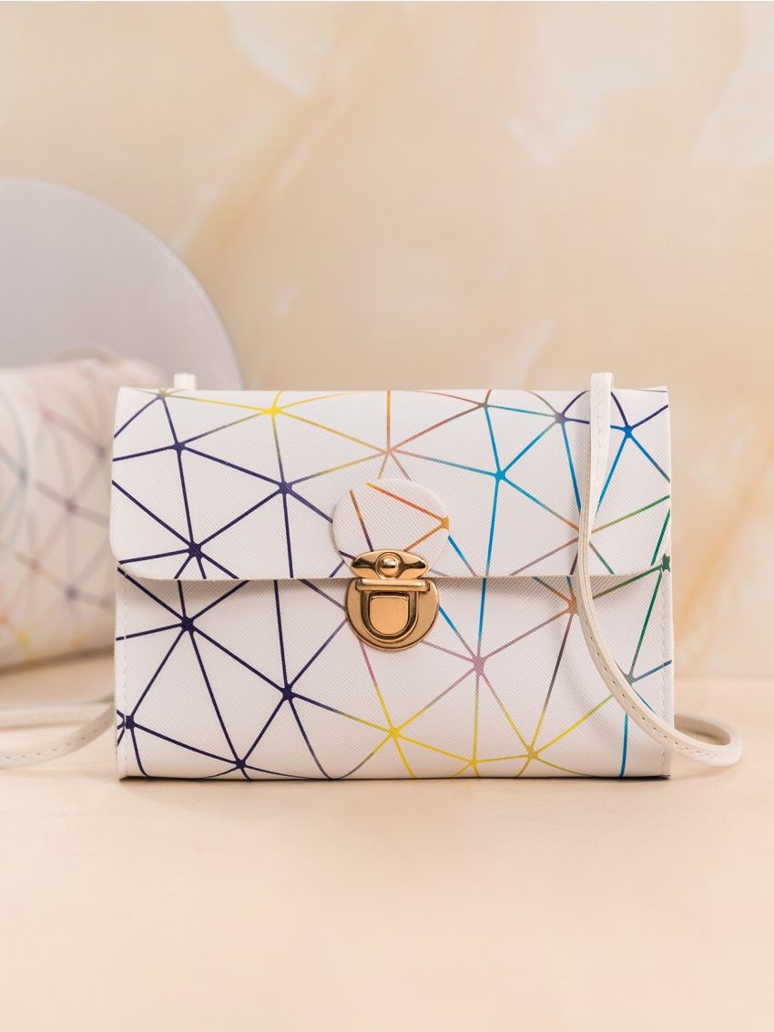Mini Geometric Graphic Push Lock Shoulder Bag